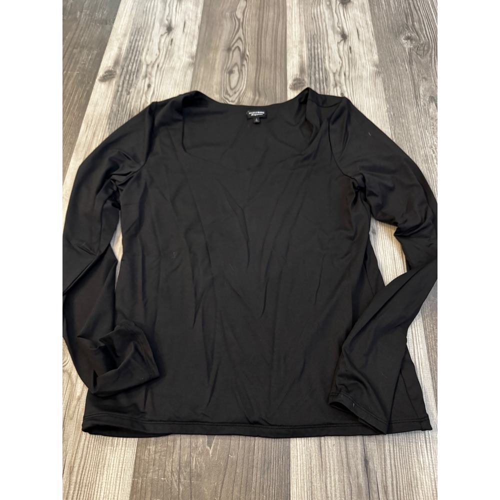 Buckle Black Shapewear Womens Large Long Sleeve Square Neck Top Black Stretch